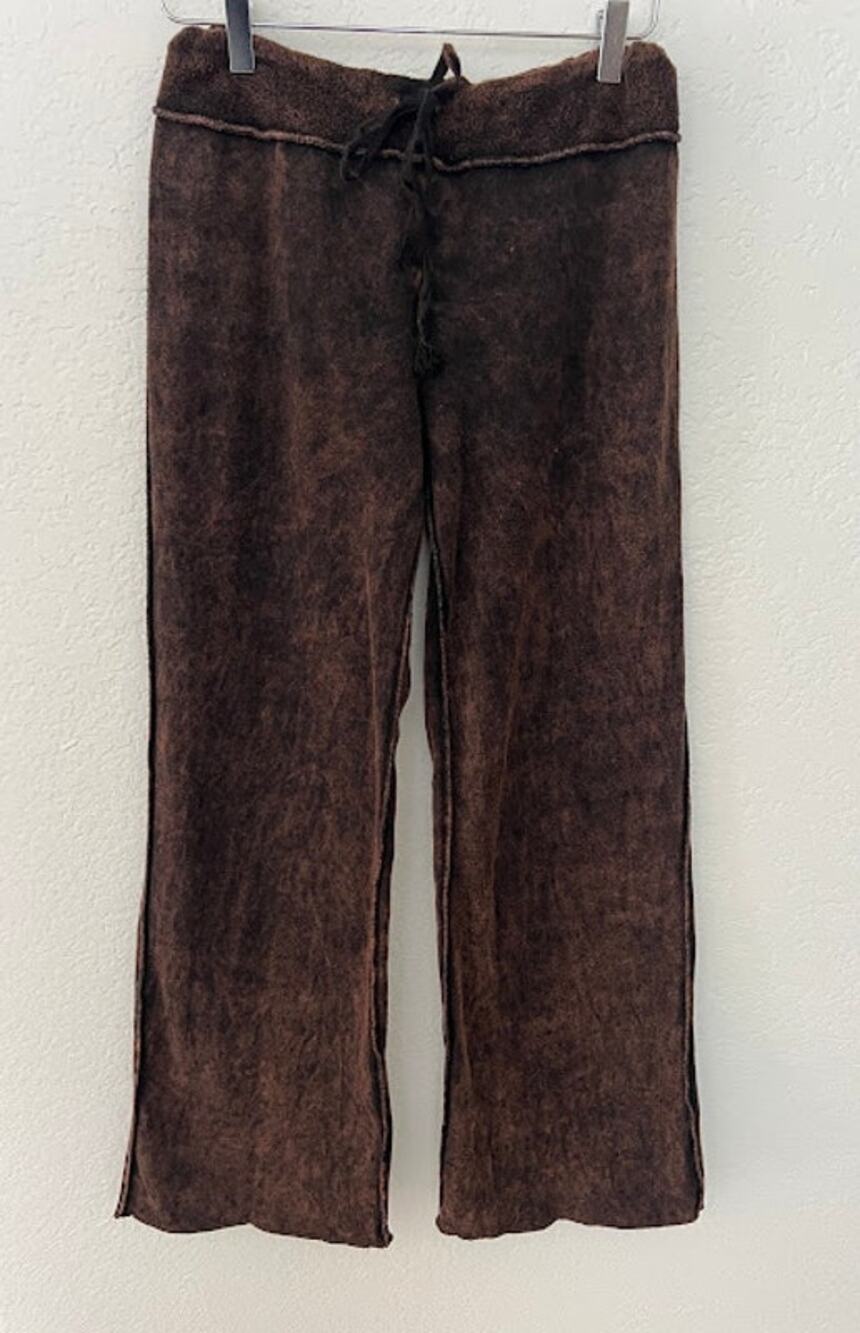 Vtg Velvet Stone Women's Mineral Washed Chocolate Sweatpants XL Wide Leg Y2K